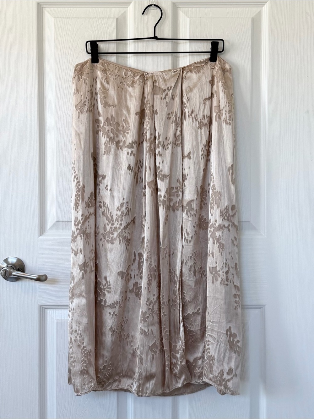Vince Burnout Silk Asymmetric Drape Midi Skirt in Cream Ivory - Picture 5 of 12